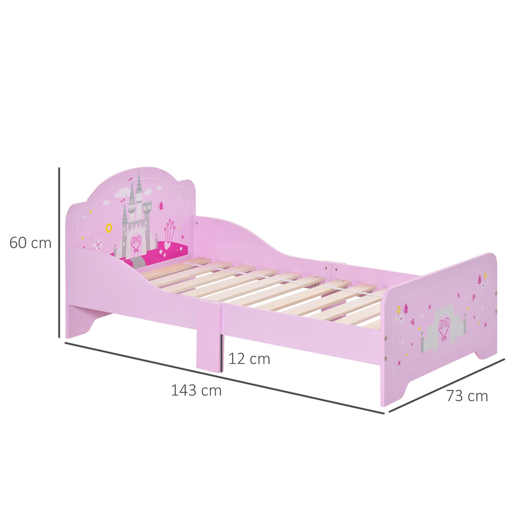 MCL Kids Bed Princess Castle Theme w/ Side Rails Slats Home Furniture for 3 - 6 Yrs Pink 143 x 73 x 60 cm