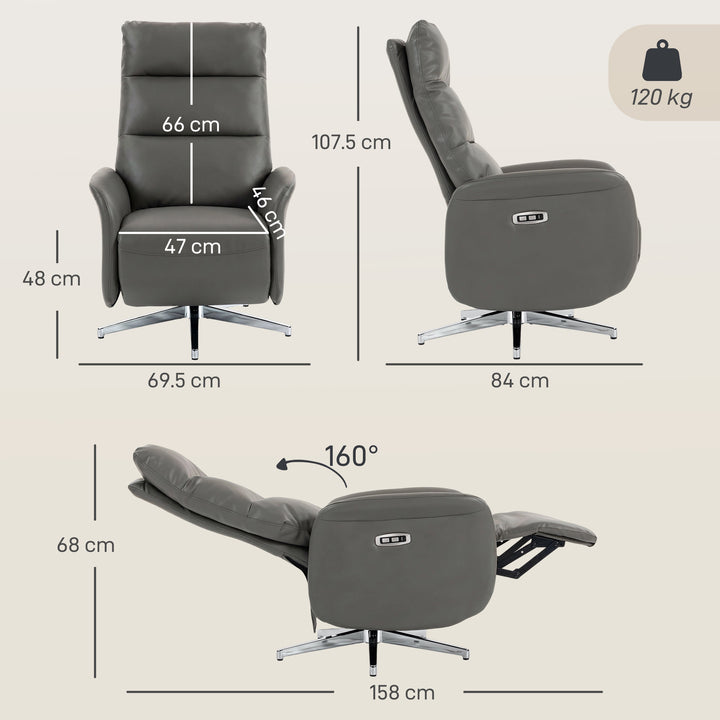 Power Recliner Chair, Swivel Electric Reclining Chair with Type C+USB,