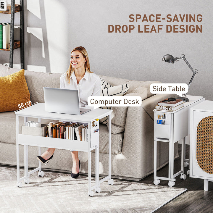 80 cm Drop Leaf Writing Work Desk - White