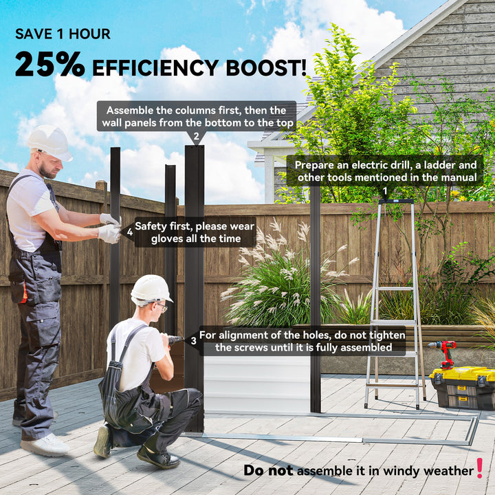 4 x 6ft Galvanised Steel Garden Shed, with Lock and Gloves - Oak