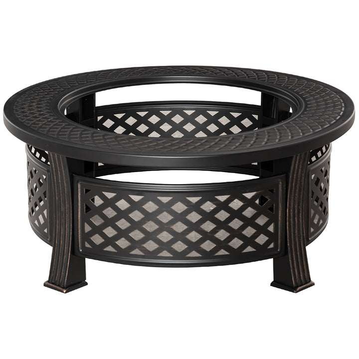 Outdoor Fire Pit, Firepit with Grill Net, Mesh Lid, Poker, for Camping