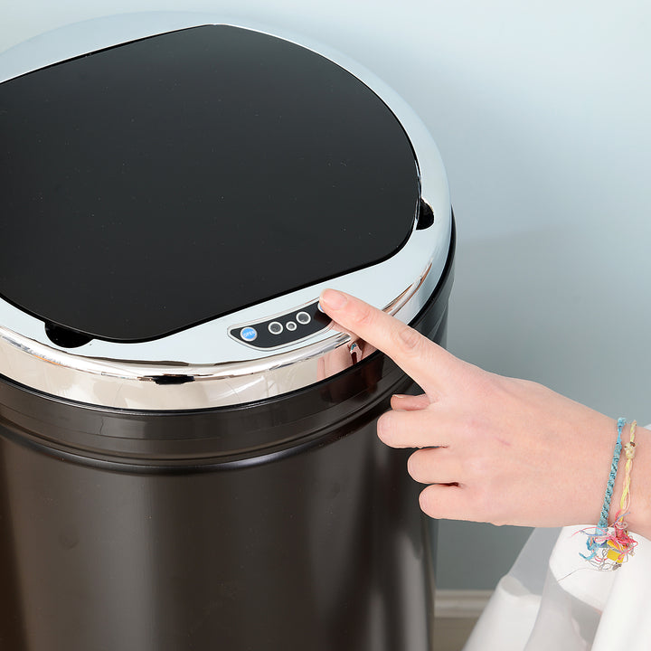 50L Sensor Bin with Quiet Soft-Close Lid, Automatic Touchless Motion Sensor Rubbish Bin with Fingerprint Resistant, Stainless Steel for Hygienic Kitchen, Home Office Use, Black