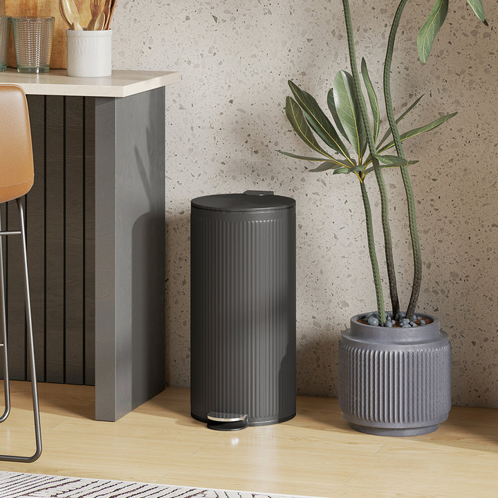 MCL 30 Litre Pedal Kitchen Bin with Soft Close and Stay Open Lid, Rubbish Bin with Removable Inner Bucket for Kitchen, Office, Home, Black