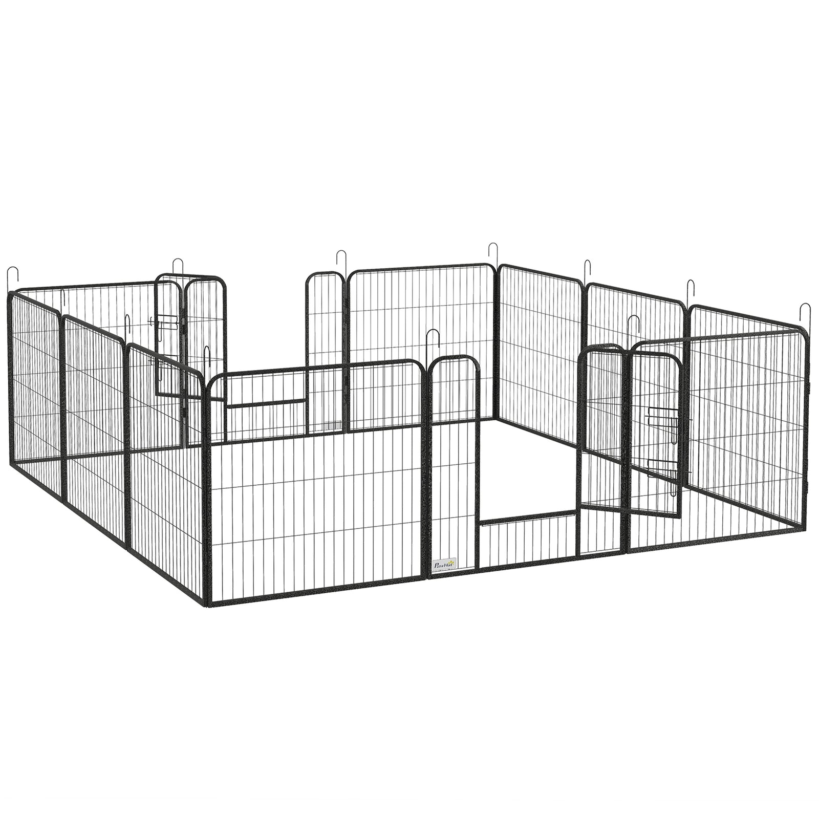 12 Panels Heavy Duty Puppy Playpen, for Small Dogs, Indoor and Outdoor Use - Silver