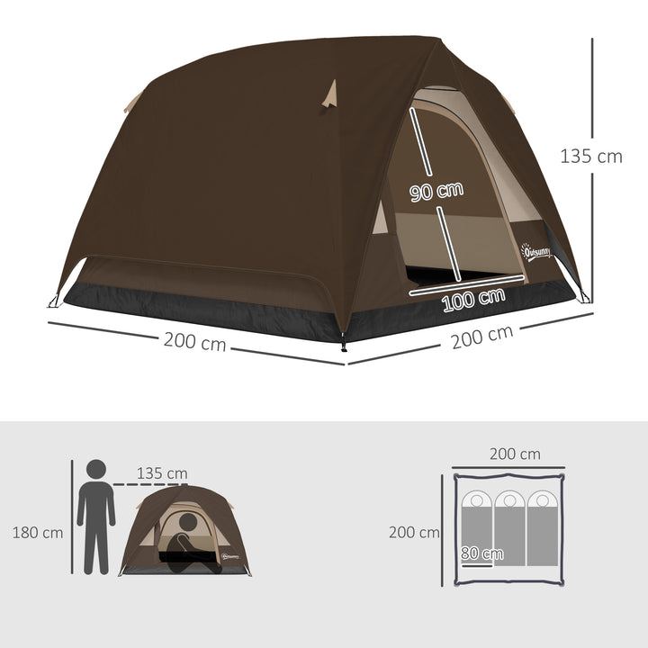 3-4 Person Camping Tent, Easy Set Up 3-4 Man Tent w/ Sewn-in Groundshe
