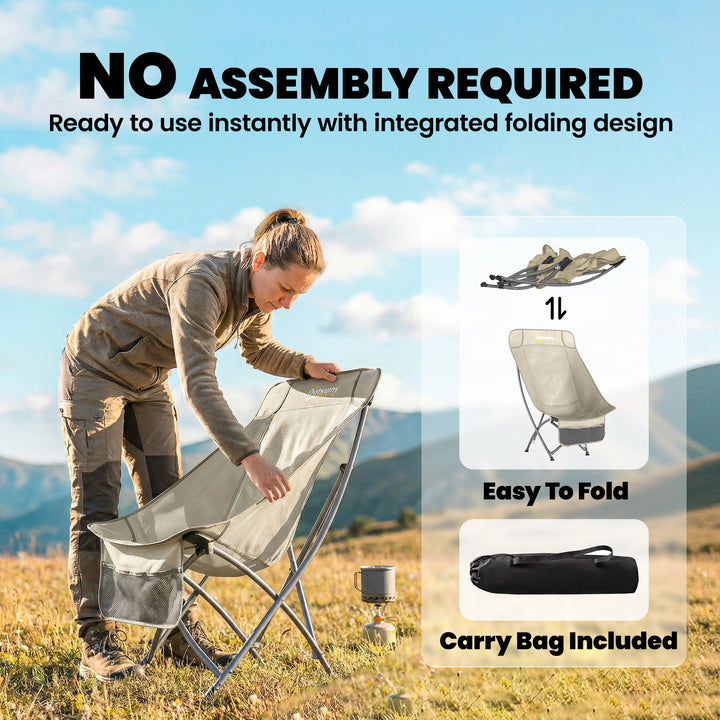 Camping Chair for Adults Heavy Duty Folding Camp Chair with Side Pocke