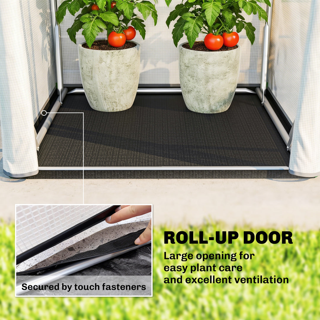Mini Greenhouse, Portable Green House with Roll-Up Door, PE Base, Small Greenhouse, 100 x 100 x 195 cm