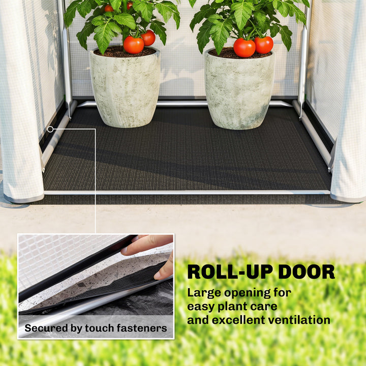Mini Greenhouse, Portable Green House with Roll-Up Door, PE Base, Small Greenhouse, 100 x 100 x 195 cm