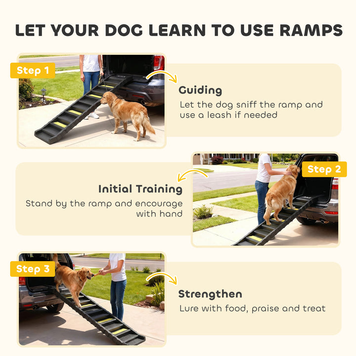 Dog Car Ramp with Anti-Slip Steps, 10-Steps Pet Stairs for Pets to Acc