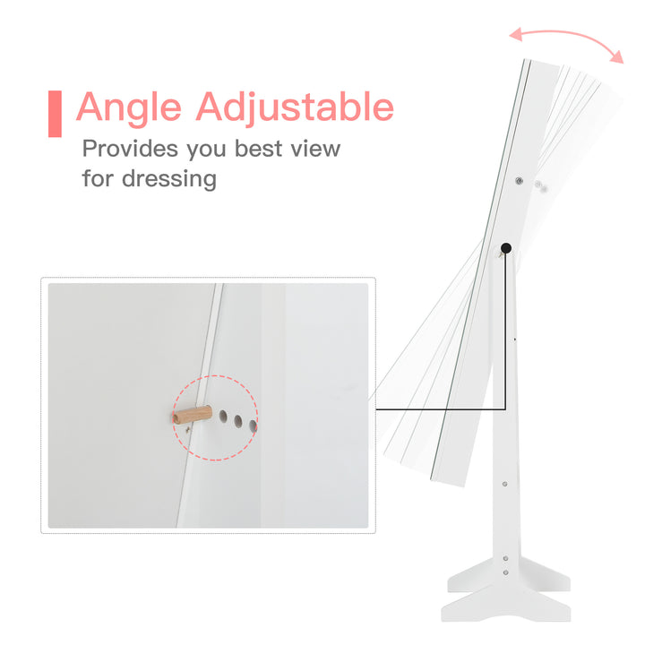 MCL Jewelry Cabinet Standing Mirror Full Length Makeup Lockable Armoire Storage Organizer White