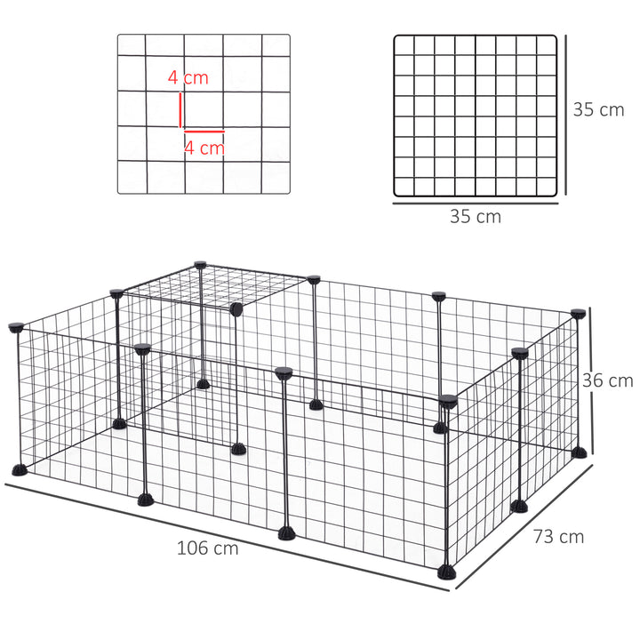 PawHut Modular Pet Enclosure: Secure & Spacious Metal Playpen for Furry Friends, Black, 106Lx73Wx36H cm | Aosom UK