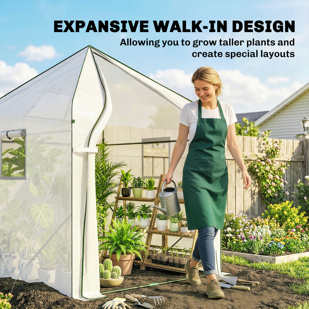 Walk-in Greenhouse for Outdoors with Steel Frame, Large Plant House wi