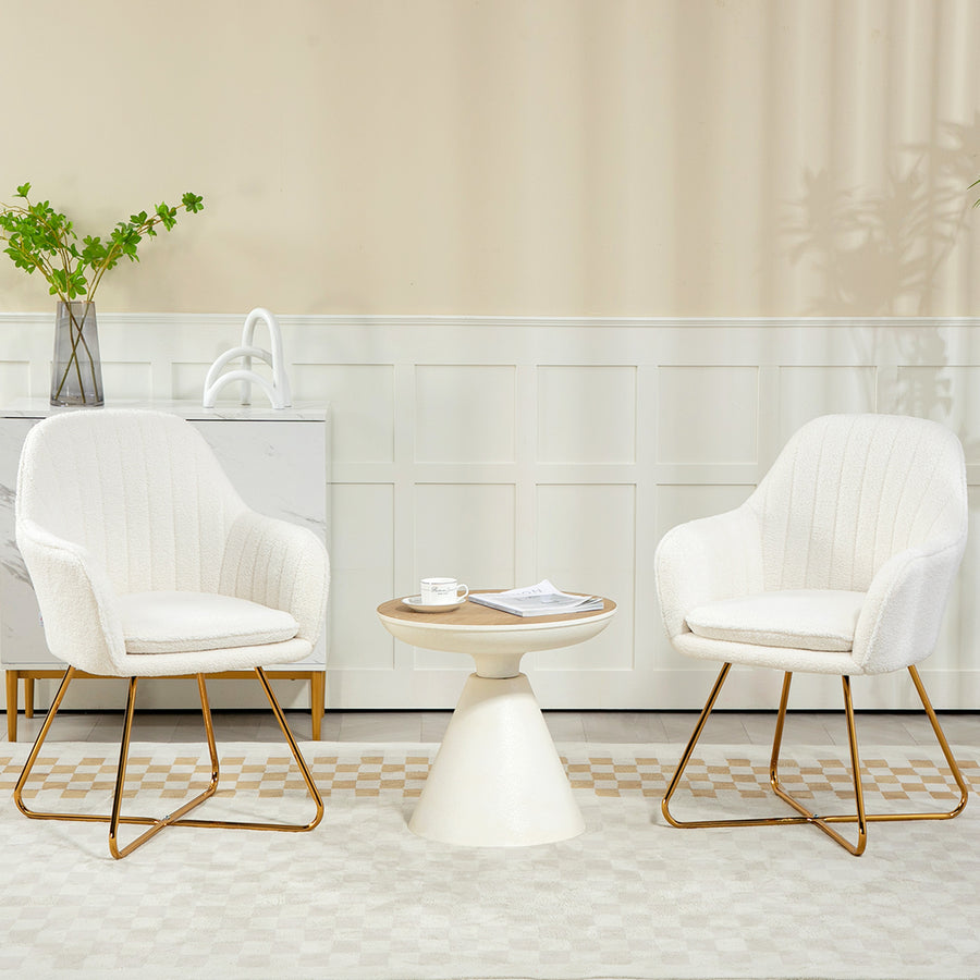 Set of Two Sherpa Fleece Dining Chairs - Cream
