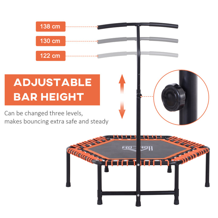 Mini Trampoline W/Adjustable Handle Bar - Black/Orange