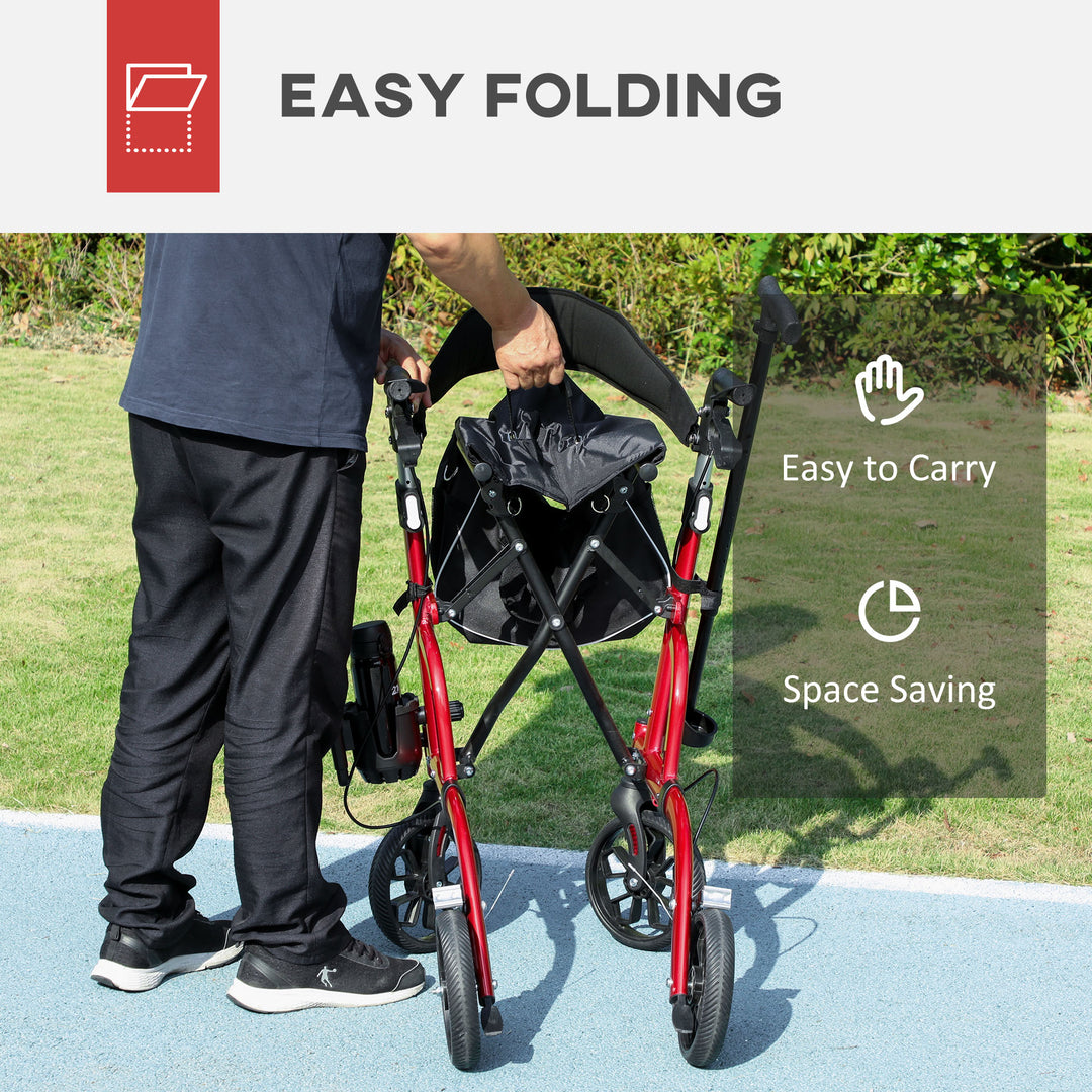 Lightweight Walking Frame, Folding Rollator Walker with Seat and Backr
