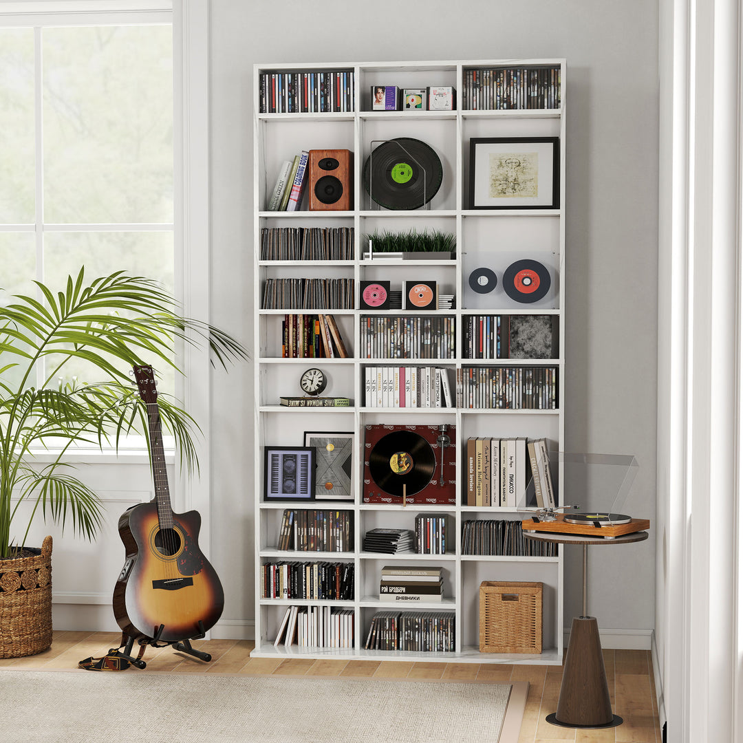 CD Storage Unit with Adjustable Shelves, 102 x 195 cm, Marble Effect