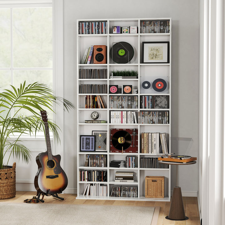 CD Storage Unit with Adjustable Shelves, 102 x 195 cm, Marble Effect