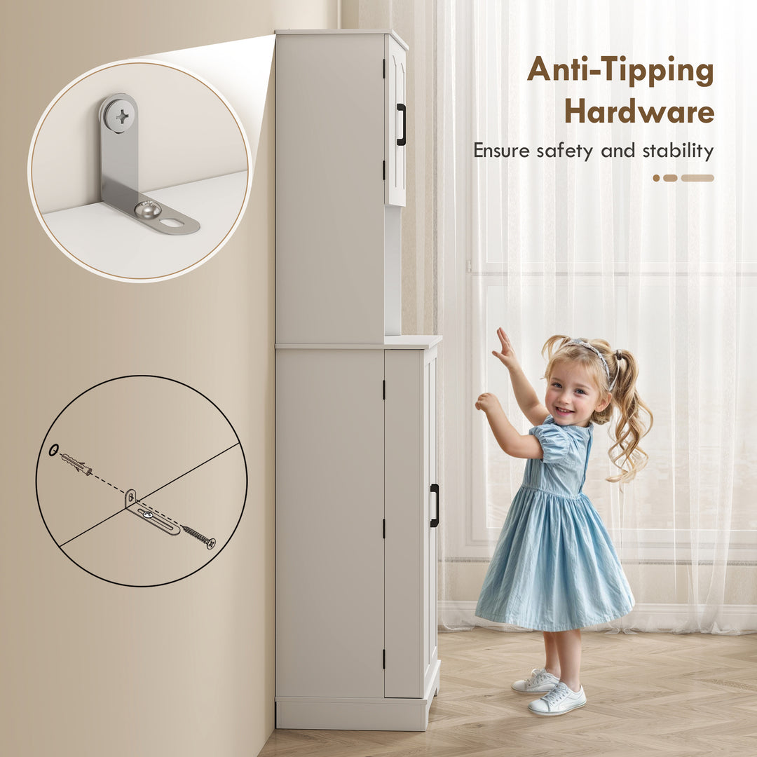 181.5 cm Freestanding Storage Cabinet, Tall Kitchen Cupboard with Adju