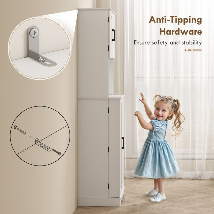 181.5 cm Freestanding Storage Cabinet, Tall Kitchen Cupboard with Adju