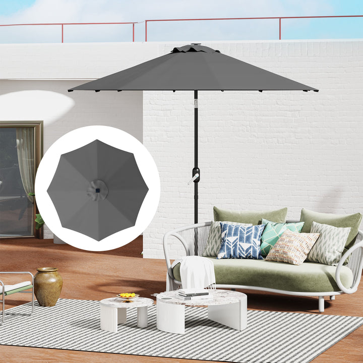 3 m Replacement Parasol Canopy with Top Vent, UPF 50+ Garden Parasol Replacement Canopy, 8 Rib Parasol Cover Replacement Fits Various Frames, Grey