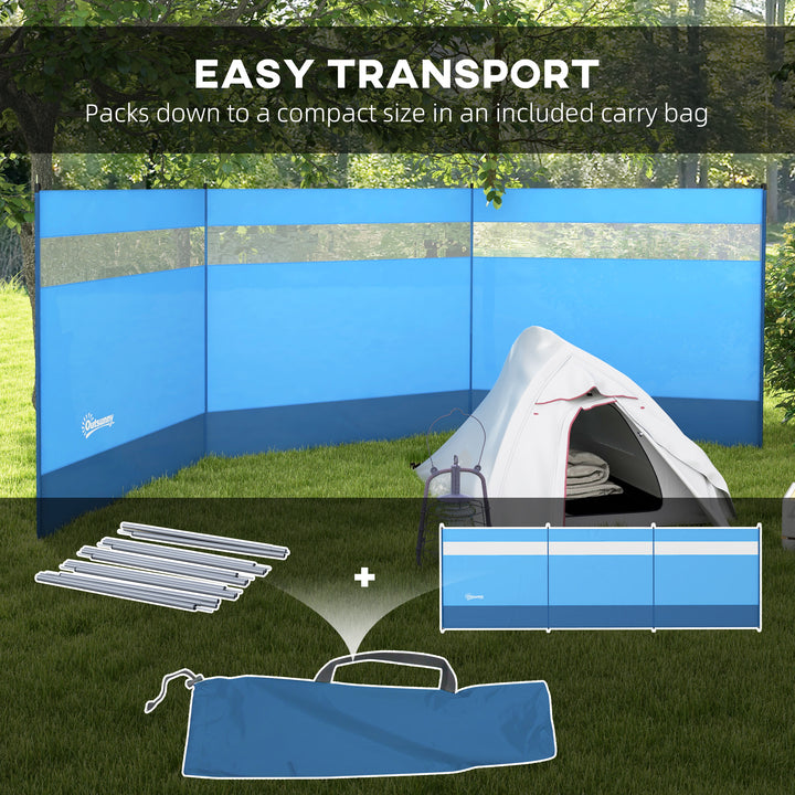 Camping Windbreaker with Clear Windows, Carry Bag and Steel Poles, for