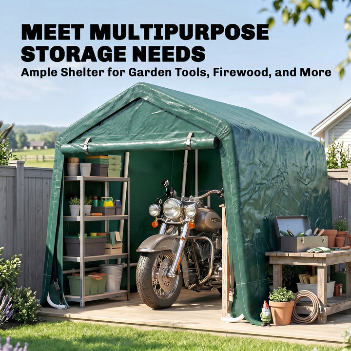 8 x 6.5 ft Outdoor Garden Storage Shed, Waterproof Bike Tent with Doub