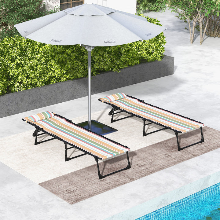 Set of Two Folding Sun Loungers, with Four-Position Backs - Multicoloured