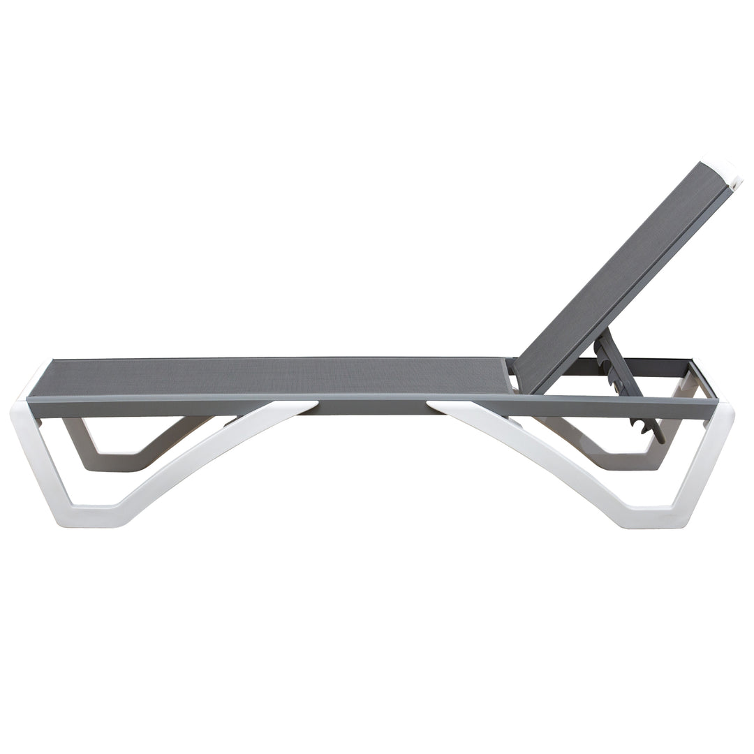 Aluminium Frame Sun Lounger, with Adjustable Back - Grey