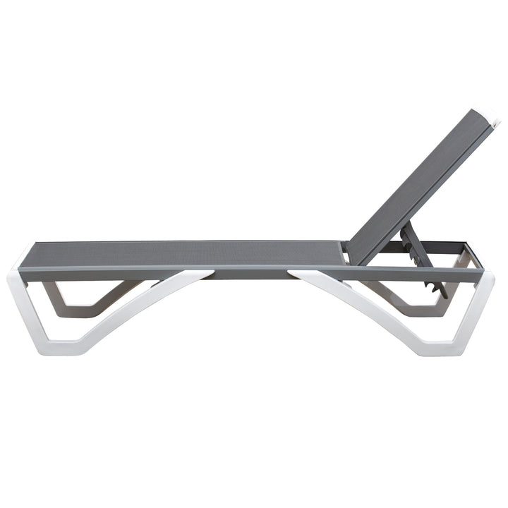 Aluminium Frame Sun Lounger, with Adjustable Back - Grey