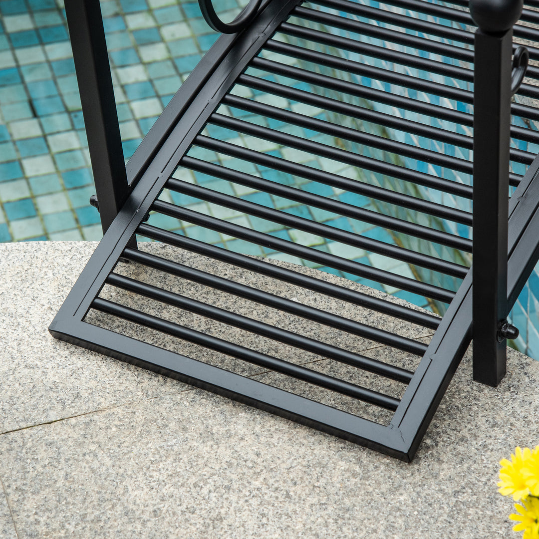 102L x 48W x 49H Classic Metal Garden Bridge with Safety Railings Arc 