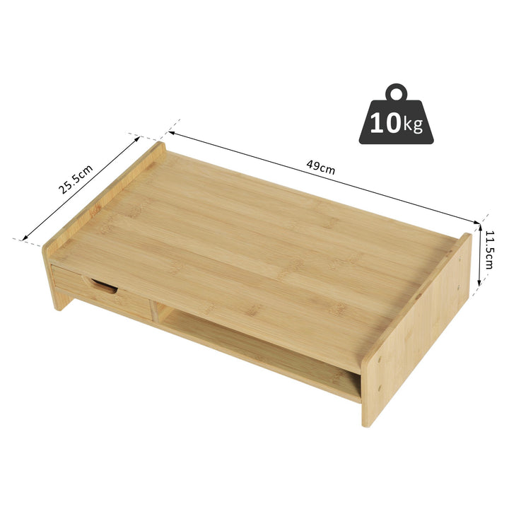 Monitor Riser Laptop PC Plinth Stand TV Computer Desktop Organiser W/ Drawer Bamboo
