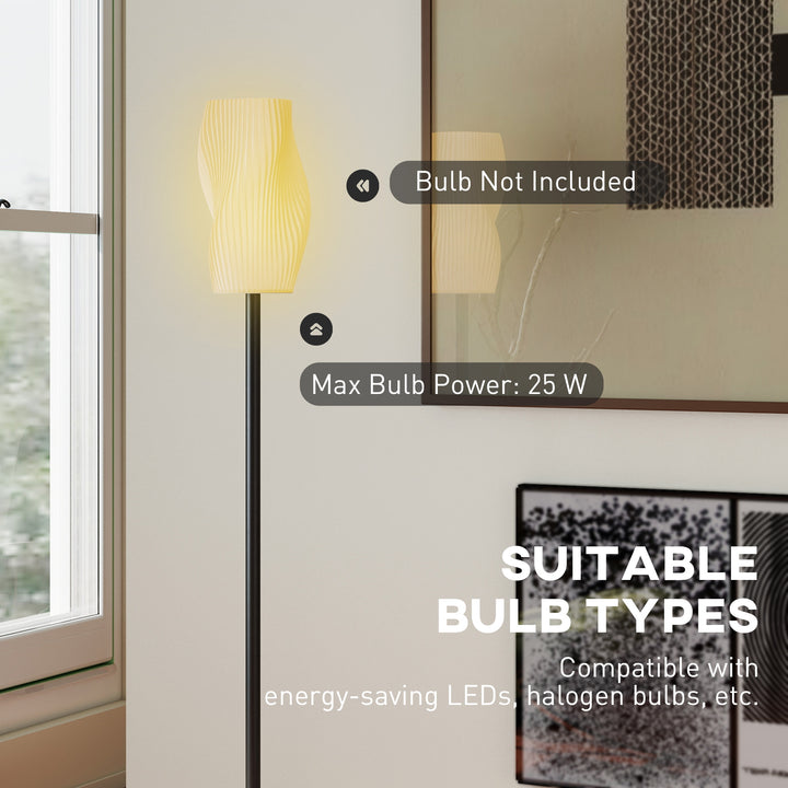 Floor Lamp for Living Room, 3D Printed Modern Standing Lamp with Flowing Curved Shade & Foot Switch, Minimalist Tall Pole Lampshade for Bedroom, Office, E27 Holder without Bulb (25W Max), White