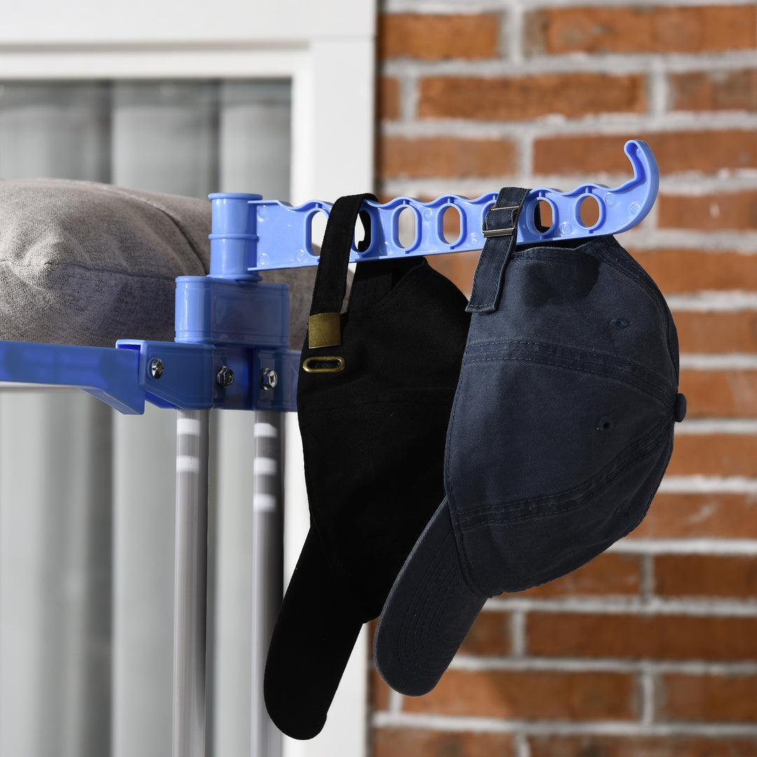 Foldable Clothes Drying Rack, 4-Tier Steel Garment Laundry Rack with Castors for Indoor and Outdoor Use, Blue