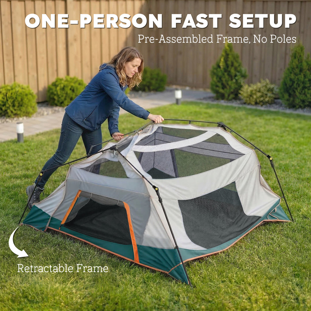 Cabin Tent Easy Setup 3000mm Waterproof Camping Tent 4 Person with Car