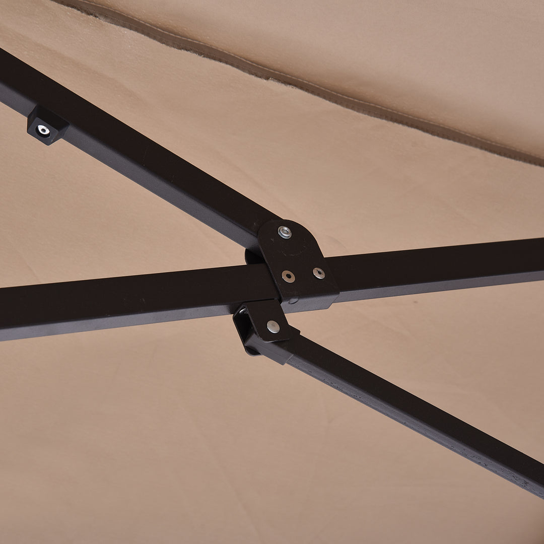 4.6m Garden Parasol Double-Sided Sun Umbrella Patio Market Shelter Canopy Shade with Weight Base, Tan