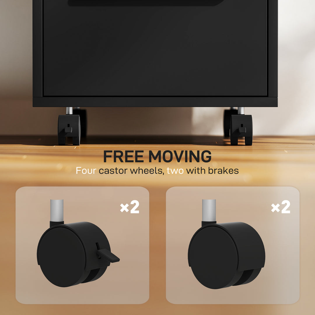 Three-Drawer Locking Filing Cabinet - Black