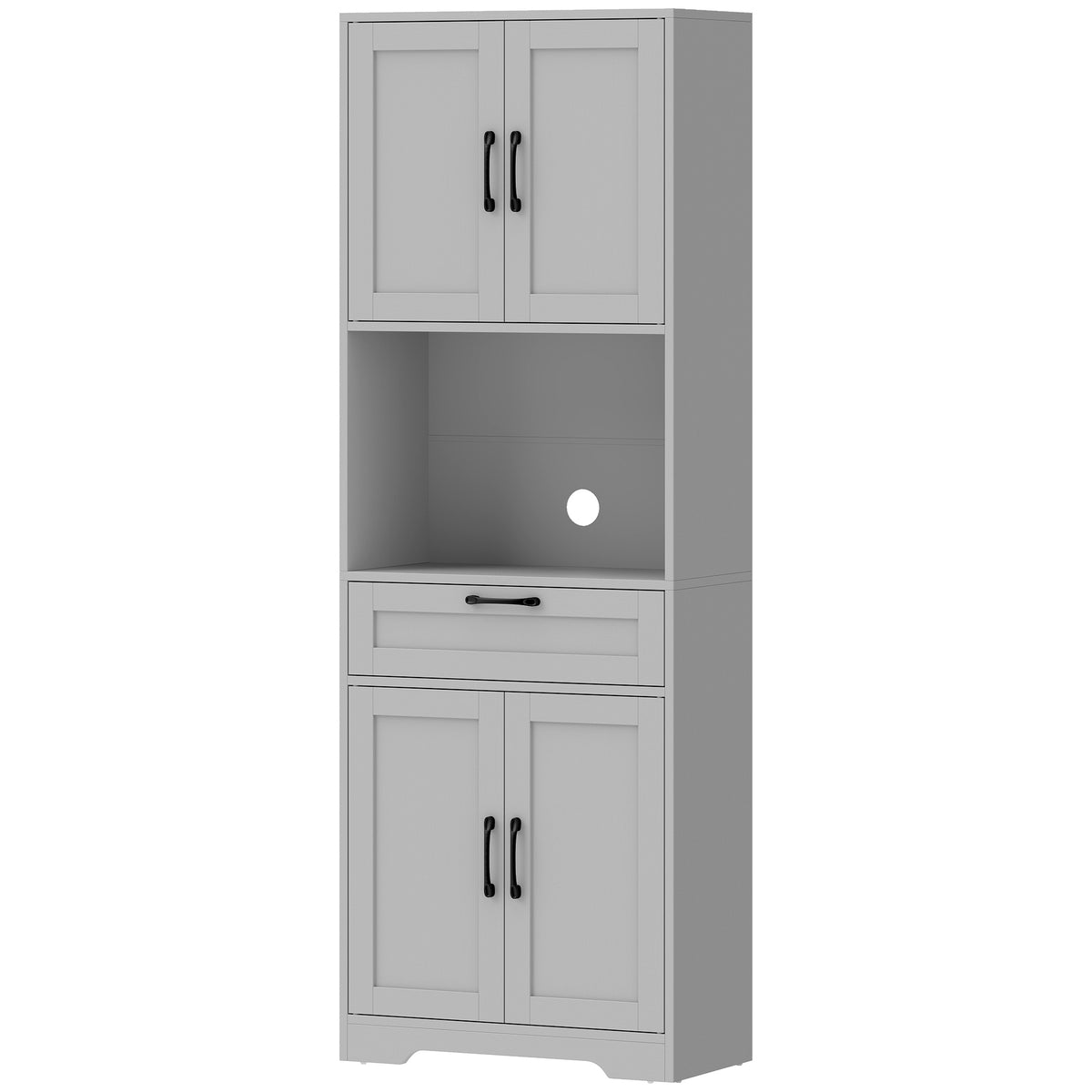 170 cm Tall Kitchen Pantry with Adjustable Shelves, Freestanding - Grey