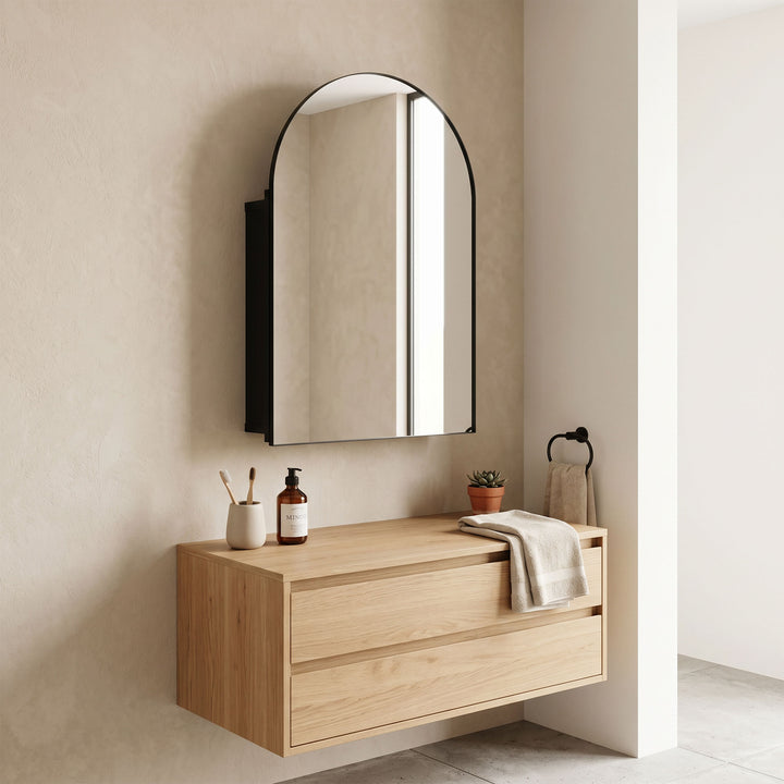 Bathroom Mirror Cabinet with Mirror, Arched Wall Mounted Bathroom Cabi