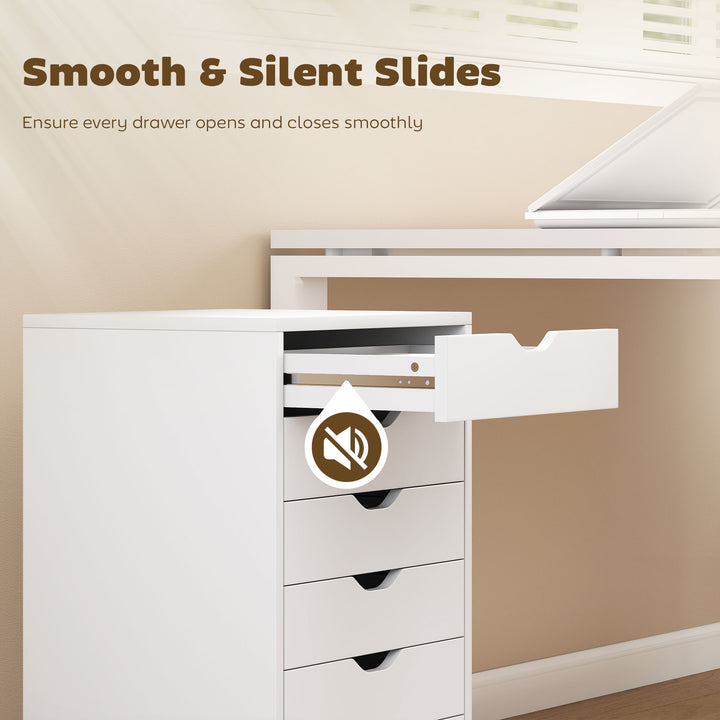 6 Drawer Vertical File Cabinet, Mobile Filing Cabinet with Quiet Drawe