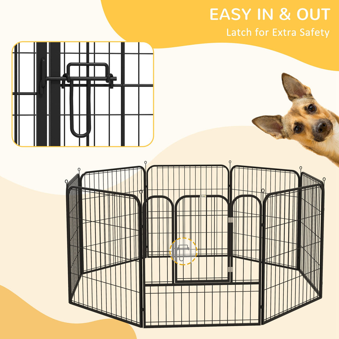 8 Panels Heavy Duty Puppy Playpen, for Small and Medium Dogs, Indoor and Outdoor Use - Black