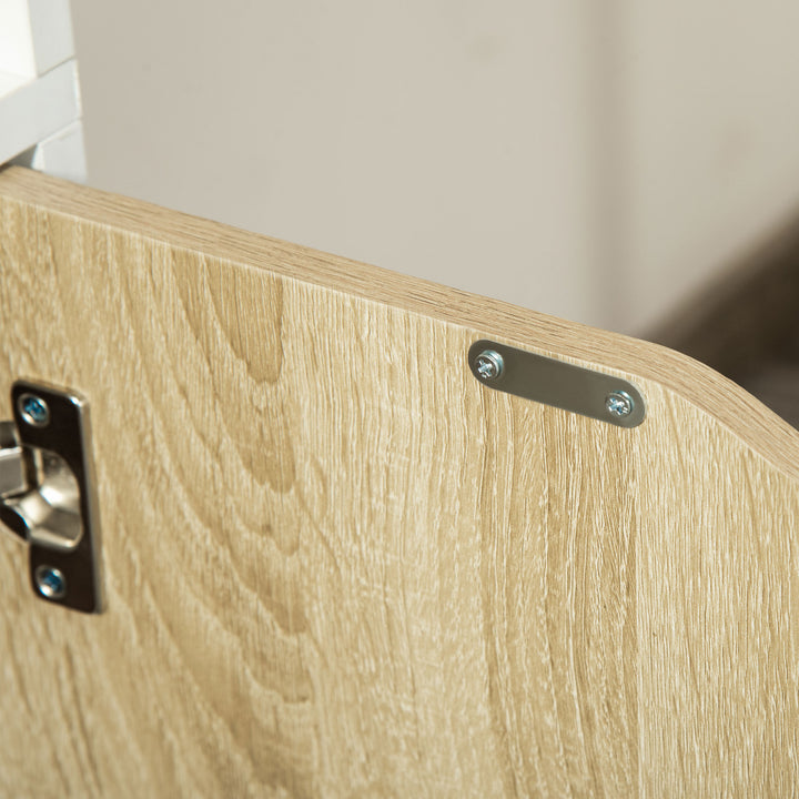 MCL 6-Tier Tall Bookcase, Bookshelf with 4 Open Shelves and Double Door Storage Cabinet, Freestanding Display Rack for Living Room, Bedroom, Home Office, Study, 59 x 29 x 180cm, White and Oak