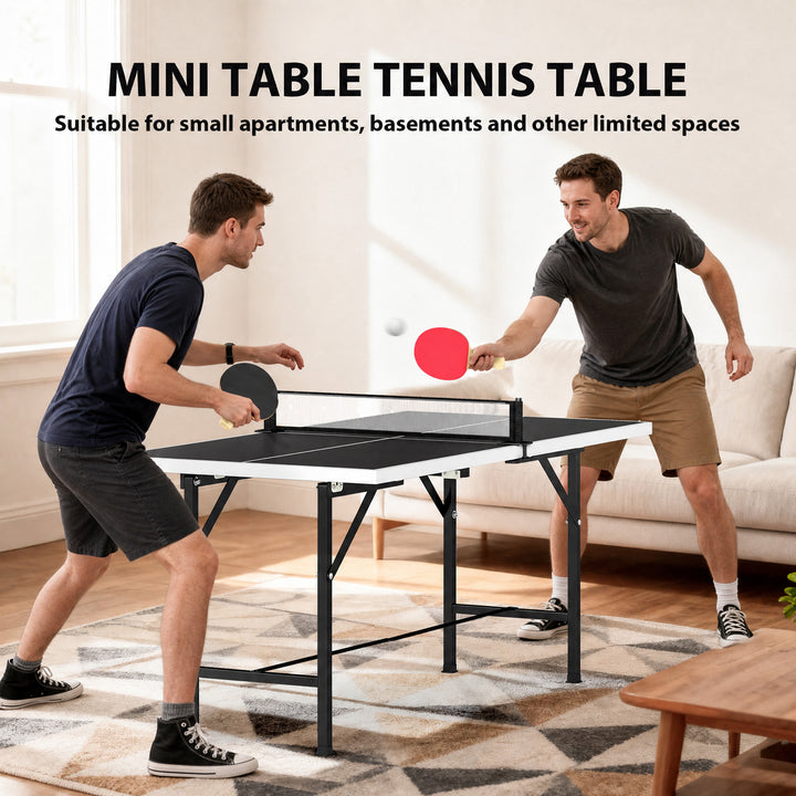 5ft Mid-Size Table Tennis Table, Ping Pong Table with Net, 2 Table Ten