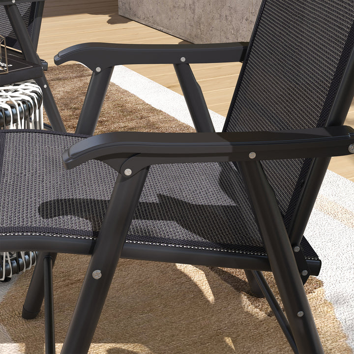 Set of 6 Folding Garden Chairs, Metal Frame Garden Chairs Outdoor Patio Park Dining Seat with Breathable Mesh Seat, Dark Grey