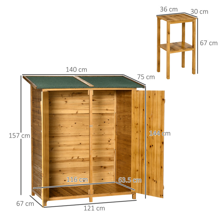 139 x 75 Fir Wood Garden Shed, with Asphalt Roof - Natural
