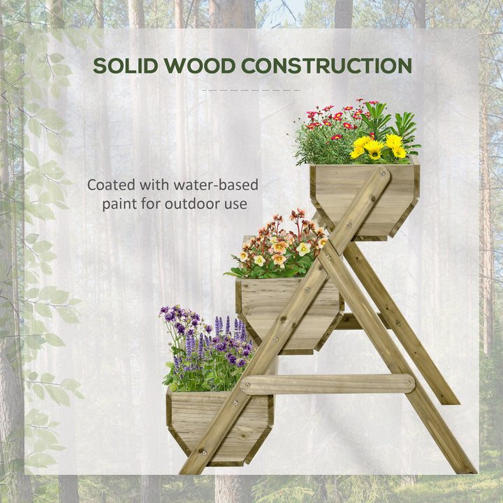 3 Tier Raised Garden Bed Wooden Elevated Planter Box Kit, 66L for Flower, Vegetable, Herb, 65x75x78cm, Green