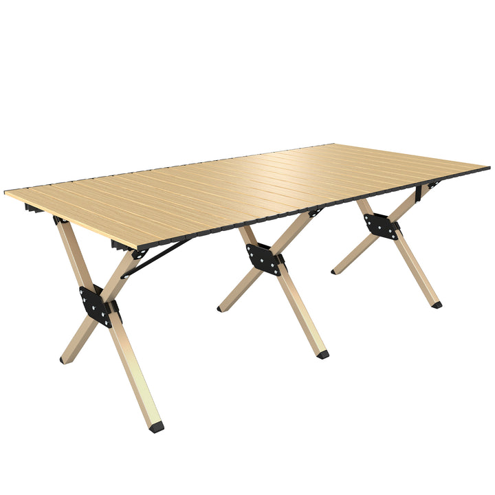 4ft Folding Camping Table, Waterproof Picnic Table with Roll Up Top, C