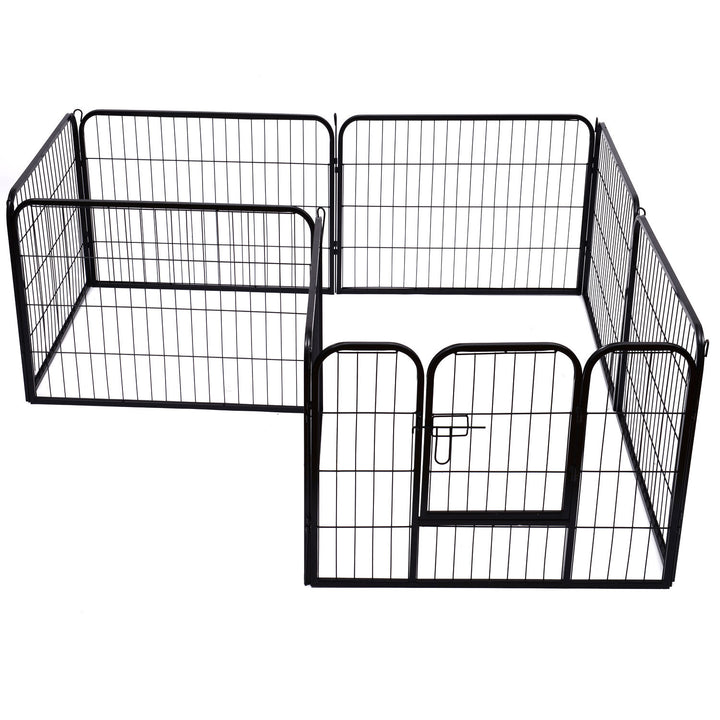 PawHut Metal Playpen for Dogs, Small Pet Enclosure, Rabbit Pig Hutch Run, Foldable, Black, 80 x 60 cm