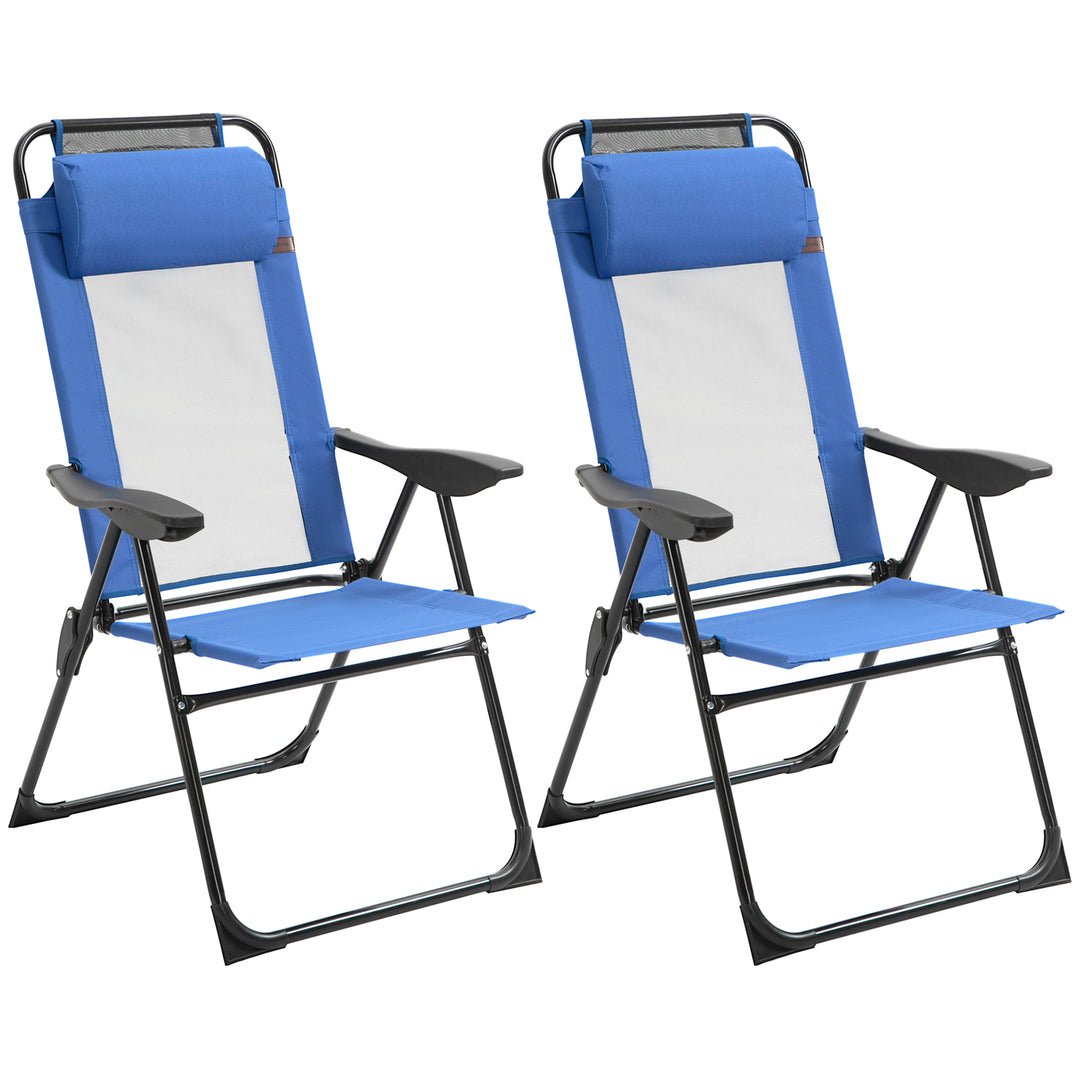 Folding Garden Chairs Set of 2, 5-Position Recliner Camping Chair with
