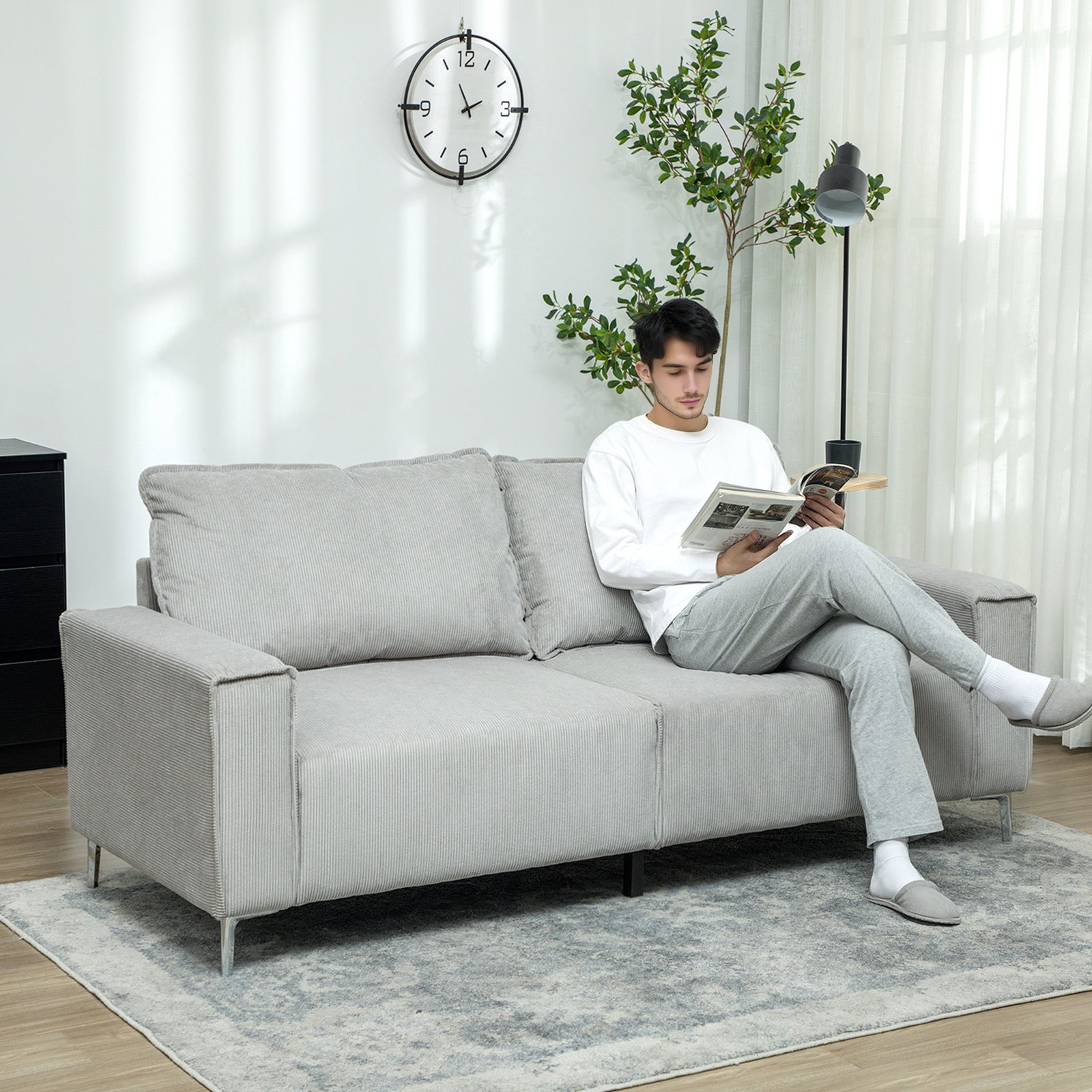 Three-Seater Corduroy - Light Grey