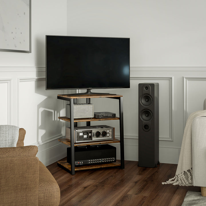 HiFi Stand, with Four Storage Shelves - Rustic Brown